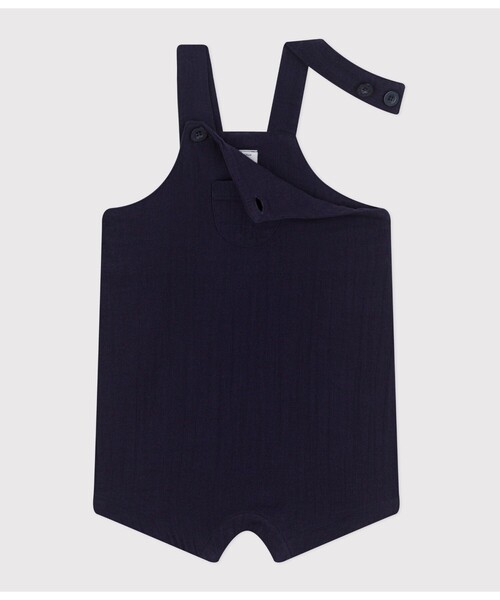 PETIT BATEAU(プチバトー)の「ショートサロペット(サロペット/オーバーオール・キッズ・ネイビー/ライトブルー・12MONTH/18MONTH/24MONTH/36MONTH)」の3枚目の写真