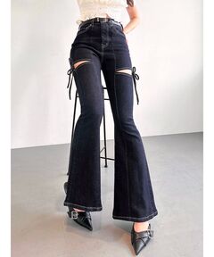 追加生産分】カットアウトリボンデニムパンツ（デニムパンツ