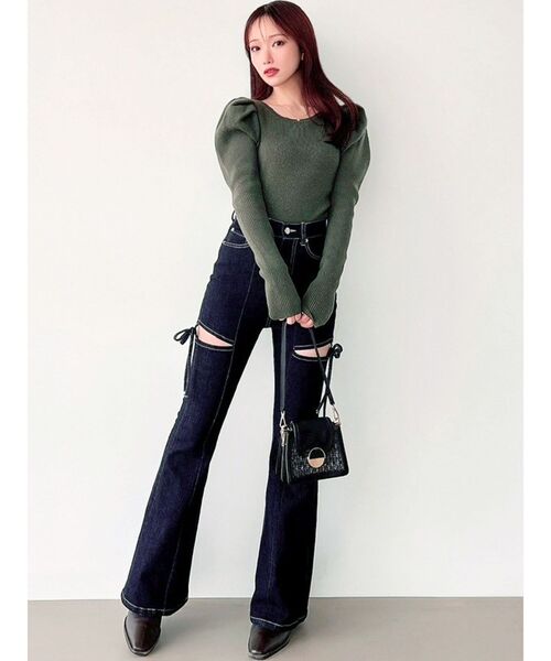 追加生産分】カットアウトリボンデニムパンツ（デニムパンツ