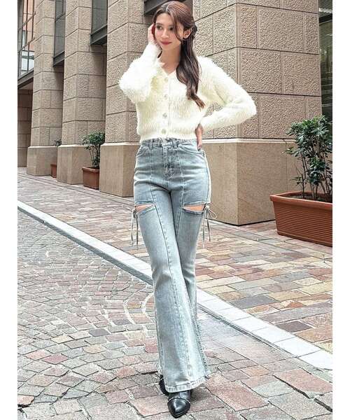 追加生産分】カットアウトリボンデニムパンツ（デニムパンツ