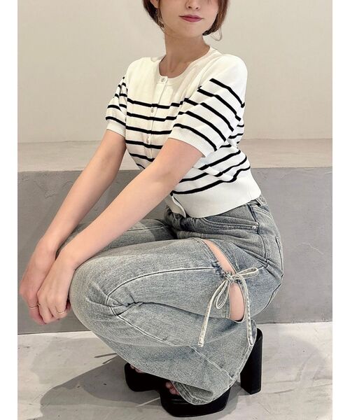 追加生産分】カットアウトリボンデニムパンツ（デニムパンツ