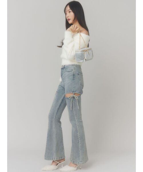 【追加生産分】カットアウトリボンデニムパンツ（デニムパンツ）｜RESEXXY（リゼクシー）