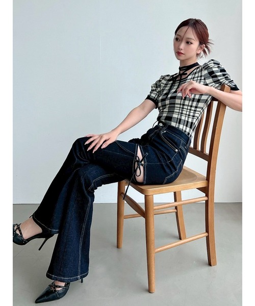 【追加生産分】カットアウトリボンデニムパンツ（デニムパンツ）｜RESEXXY（リゼクシー）