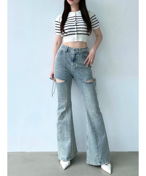 追加生産分】カットアウトリボンデニムパンツ（デニムパンツ