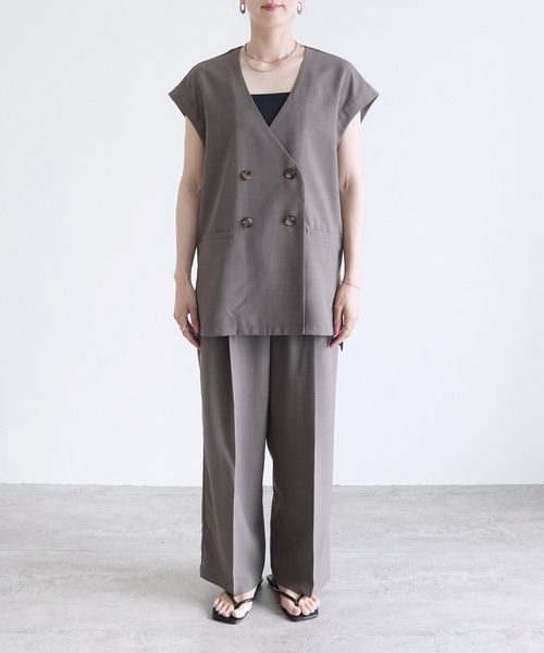 reca(レカ)の「フレンチスリーブジャケット×コクーンワイドパンツ セットアップ(セットアップ・レディース・モカ/アイボリー/ブラック・L/M)」の6枚目の写真