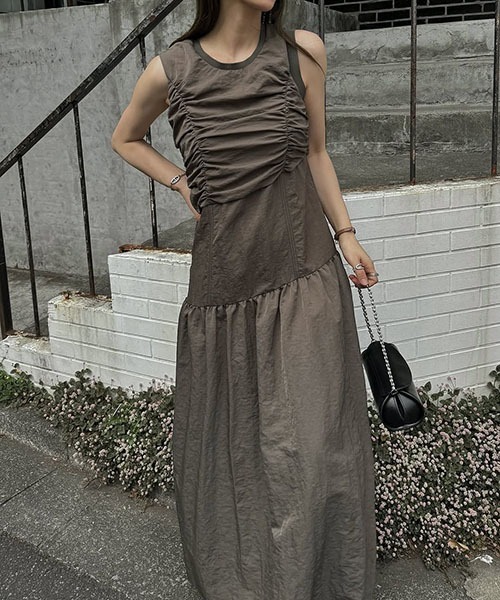 Willfully ワンピース セール】flower print volume gather sleeve denim OP