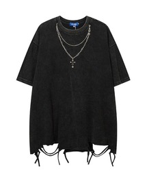 UP START（アップスタート）の「【 B'day / ビーデー 】ヴィンテージ加工ダメージフリンジネックレス付きTシャツ（Tシャツ/カットソー）」