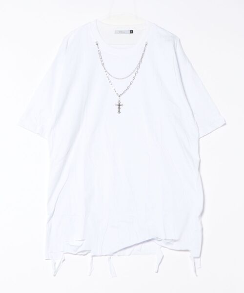 B'day（ビーデイ）の「【 B'day / ビーデー 】ヴィンテージ加工ダメージフリンジネックレス付きTシャツ（Tシャツ/カットソー・メンズ・ブラック/ホワイト・MEDIUM/LARGE/X-LARGE）」の9枚目の写真
