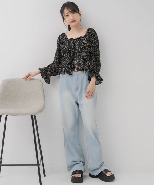 RETRO GIRL（レトロガール）の「フレアデニムPT（デニムパンツ・レディース・ブルー系その他5/ライトグレー/ダークブルー・FREE）」の10枚目の写真