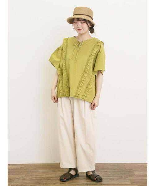 Samansa Mos2（サマンサ モスモス）の「【M/Lサイズ】パン屋さんみたいなタックパンツ（その他パンツ・レディース・チャコールグレー/オフホワイト/ベージュ・M/L）」の9枚目の写真