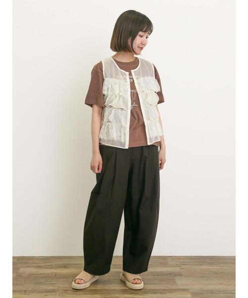 Samansa Mos2（サマンサ モスモス）の「【M/Lサイズ】パン屋さんみたいなタックパンツ（その他パンツ・レディース・チャコールグレー/オフホワイト/ベージュ・M/L）」の14枚目の写真