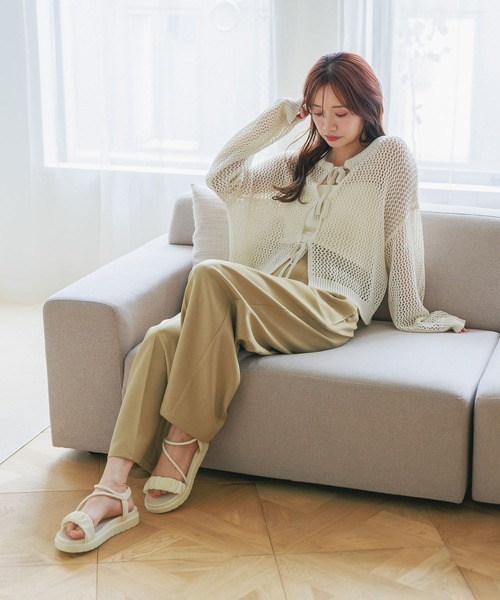 mysty woman（ミスティウーマン）の「2WAYメッシュプルオーバー　497235（ニット/セーター・レディース・オフホワイト/ブラック/グレイッシュベージュ・FREE）」の5枚目の写真