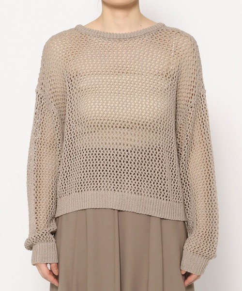 mysty woman（ミスティウーマン）の「2WAYメッシュプルオーバー　497235（ニット/セーター・レディース・オフホワイト/ブラック/グレイッシュベージュ・FREE）」の19枚目の写真