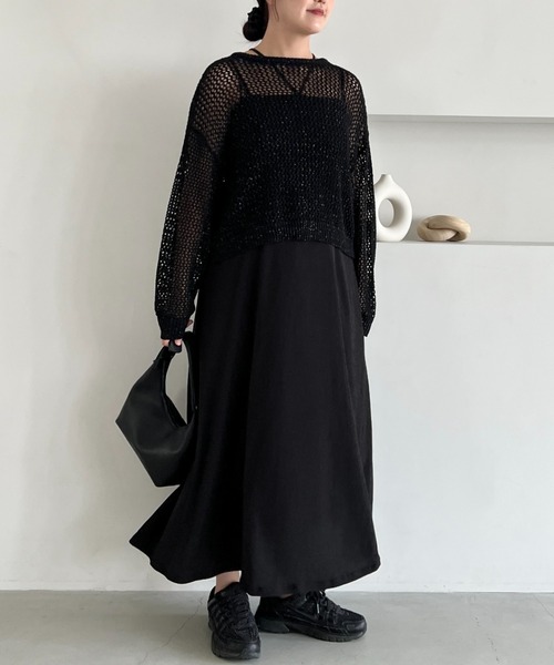 mysty woman（ミスティウーマン）の「2WAYメッシュプルオーバー　497235（ニット/セーター・レディース・オフホワイト/ブラック/グレイッシュベージュ・FREE）」の11枚目の写真