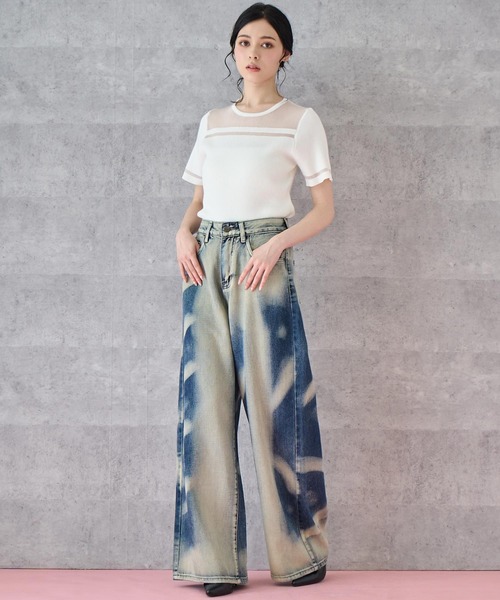 ANAP（アナップ）の「シアー 切り替え 半袖 ニット トップス（ニット/セーター・レディース・オフホワイト/ライム/ブラック・FREE）」の17枚目の写真