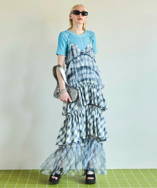 ワンピース MAISON SPECIAL Plaid Combination Dress MAISON SPECIAL ワンピース Plaid Pattern Combination Frill
