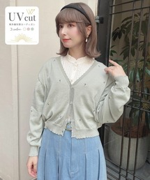 F i.n.t | 【洗濯機洗い可・UVカット・接触冷感】小花総刺繍ＵＶニットカーディガン(カーディガン/ボレロ)