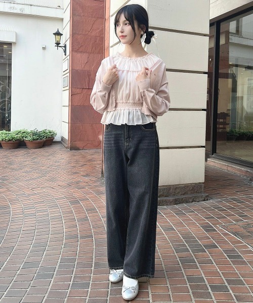 F i.n.t（フィント）の「【洗濯機洗い可・UVカット】小花総刺繍ＵＶニットカーディガン/ fint　フィント（カーディガン/ボレロ・レディース・ライトグリーン/アイボリー/ピンクベージュ・FREE）」の4枚目の写真