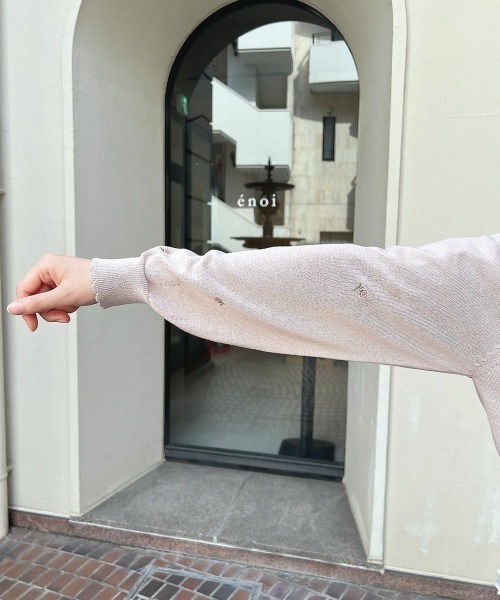 F i.n.t（フィント）の「【洗濯機洗い可・UVカット】小花総刺繍ＵＶニットカーディガン/ fint　フィント（カーディガン/ボレロ・レディース・ライトグリーン/アイボリー/ピンクベージュ・FREE）」の8枚目の写真