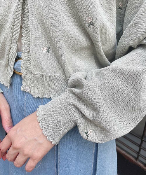 F i.n.t（フィント）の「【洗濯機洗い可・UVカット】小花総刺繍ＵＶニットカーディガン/ fint　フィント（カーディガン/ボレロ・レディース・ライトグリーン/アイボリー/ピンクベージュ・FREE）」の13枚目の写真