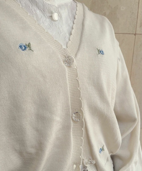 F i.n.t（フィント）の「【洗濯機洗い可・UVカット】小花総刺繍ＵＶニットカーディガン/ fint　フィント（カーディガン/ボレロ・レディース・ライトグリーン/アイボリー/ピンクベージュ・FREE）」の15枚目の写真
