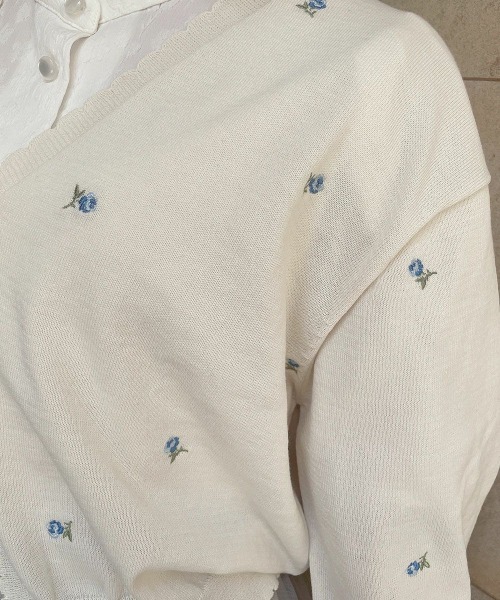 F i.n.t（フィント）の「【洗濯機洗い可・UVカット】小花総刺繍ＵＶニットカーディガン/ fint　フィント（カーディガン/ボレロ・レディース・ライトグリーン/アイボリー/ピンクベージュ・FREE）」の16枚目の写真