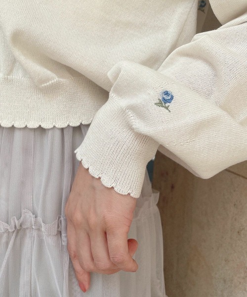 F i.n.t（フィント）の「【洗濯機洗い可・UVカット】小花総刺繍ＵＶニットカーディガン/ fint　フィント（カーディガン/ボレロ・レディース・ライトグリーン/アイボリー/ピンクベージュ・FREE）」の17枚目の写真