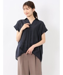 【接触冷感 UVカット イージーケア】m.f.エディトリアル レディース タックかぶり スキッパーシャツ