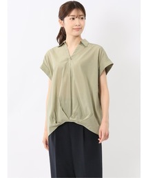 【接触冷感 UVカット イージーケア】m.f.エディトリアル レディース タックかぶり スキッパーシャツ