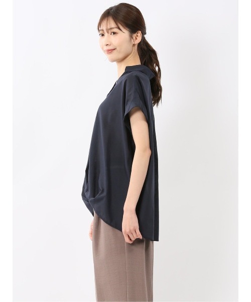 m.f.editorial(エムエフエディトリアル)の「【接触冷感 UVカット イージーケア】m.f.エディトリアル レディース タックかぶり スキッパーシャツ(シャツ/ブラウス・レディース・ベージュ/ネイビー/ブラック/カーキ・MEDIUM/LARGE)」の7枚目の写真