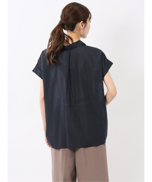 m.f.editorial(エムエフエディトリアル)の「【接触冷感 UVカット イージーケア】m.f.エディトリアル レディース タックかぶり スキッパーシャツ(シャツ/ブラウス・レディース・ベージュ/ネイビー/ブラック/カーキ・MEDIUM/LARGE)」の8枚目の写真