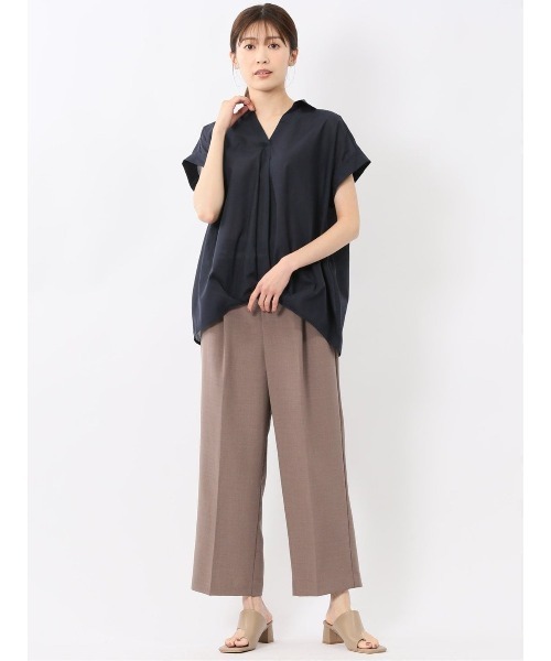m.f.editorial(エムエフエディトリアル)の「【接触冷感 UVカット イージーケア】m.f.エディトリアル レディース タックかぶり スキッパーシャツ(シャツ/ブラウス・レディース・ベージュ/ネイビー/ブラック/カーキ・MEDIUM/LARGE)」の10枚目の写真