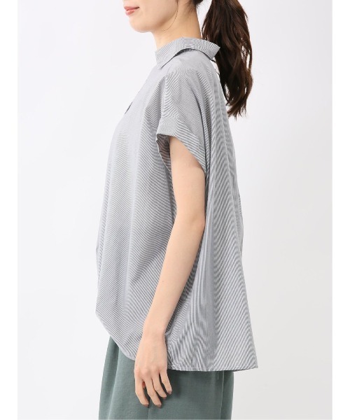 m.f.editorial(エムエフエディトリアル)の「【接触冷感 UVカット イージーケア】m.f.エディトリアル レディース タックかぶり スキッパーシャツ(シャツ/ブラウス・レディース・ベージュ/ネイビー/ブラック/カーキ・MEDIUM/LARGE)」の13枚目の写真