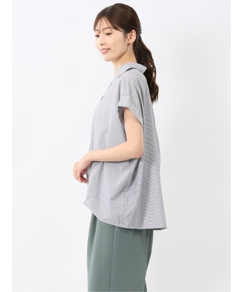m.f.editorial(エムエフエディトリアル)の「【接触冷感 UVカット イージーケア】m.f.エディトリアル レディース タックかぶり スキッパーシャツ(シャツ/ブラウス・レディース・ベージュ/ネイビー/ブラック/カーキ・MEDIUM/LARGE)」の18枚目の写真