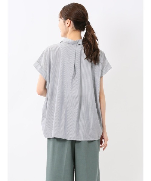 m.f.editorial(エムエフエディトリアル)の「【接触冷感 UVカット イージーケア】m.f.エディトリアル レディース タックかぶり スキッパーシャツ(シャツ/ブラウス・レディース・ベージュ/ネイビー/ブラック/カーキ・MEDIUM/LARGE)」の19枚目の写真