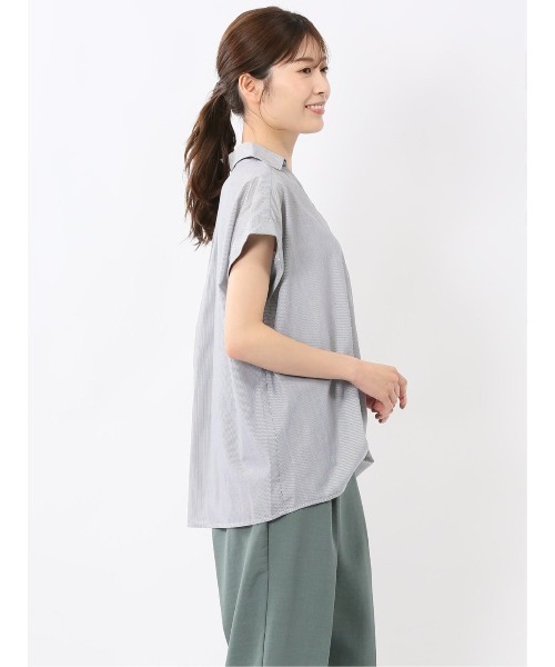 m.f.editorial(エムエフエディトリアル)の「【接触冷感 UVカット イージーケア】m.f.エディトリアル レディース タックかぶり スキッパーシャツ(シャツ/ブラウス・レディース・ベージュ/ネイビー/ブラック/カーキ・MEDIUM/LARGE)」の20枚目の写真
