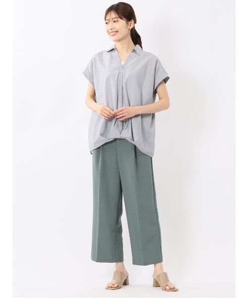 m.f.editorial(エムエフエディトリアル)の「【接触冷感 UVカット イージーケア】m.f.エディトリアル レディース タックかぶり スキッパーシャツ(シャツ/ブラウス・レディース・ベージュ/ネイビー/ブラック/カーキ・MEDIUM/LARGE)」の21枚目の写真