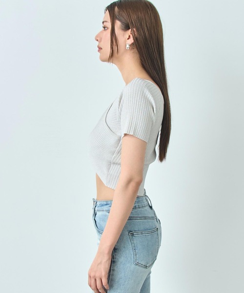 ANAP（アナップ）の「ラメ クロップド ２WAY クロス デザイン ニット トップス（ニット/セーター・レディース・ブラック/ホワイト・FREE）」の4枚目の写真