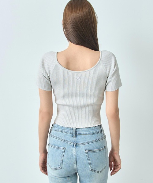 ANAP（アナップ）の「ラメ クロップド ２WAY クロス デザイン ニット トップス（ニット/セーター・レディース・ブラック/ホワイト・FREE）」の5枚目の写真
