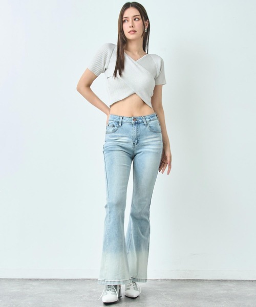 ANAP（アナップ）の「ラメ クロップド ２WAY クロス デザイン ニット トップス（ニット/セーター・レディース・ブラック/ホワイト・FREE）」の6枚目の写真