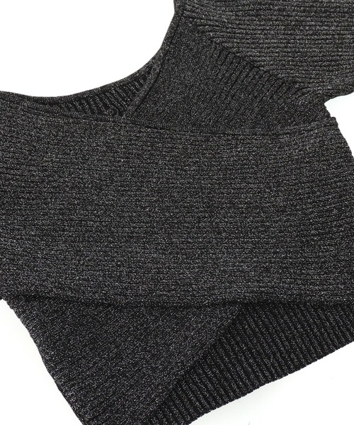 ANAP（アナップ）の「ラメ クロップド ２WAY クロス デザイン ニット トップス（ニット/セーター・レディース・ブラック/ホワイト・FREE）」の12枚目の写真