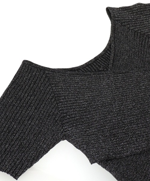 ANAP（アナップ）の「ラメ クロップド ２WAY クロス デザイン ニット トップス（ニット/セーター・レディース・ブラック/ホワイト・FREE）」の13枚目の写真