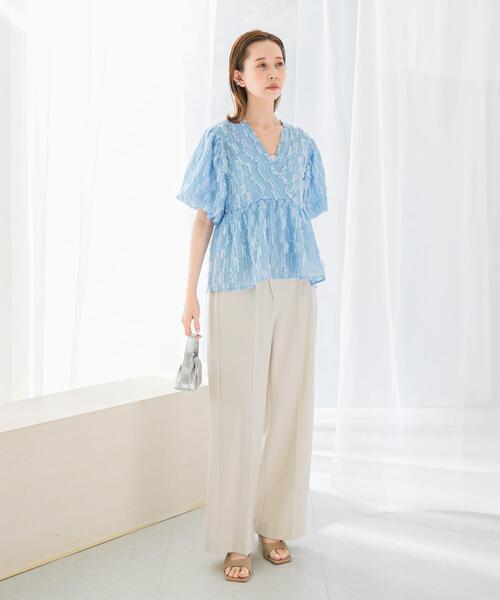 URBAN RESEARCH ROSSO WOMEN（アーバンリサーチ　ロッソ）の「ジャガードバルーンスリーブブラウス（シャツ/ブラウス・レディース・ホワイト/ブルー系その他・FREE）」の14枚目の写真