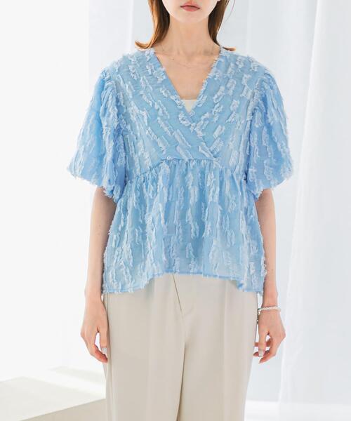 URBAN RESEARCH ROSSO WOMEN（アーバンリサーチ　ロッソ）の「ジャガードバルーンスリーブブラウス（シャツ/ブラウス・レディース・ホワイト/ブルー系その他・FREE）」の19枚目の写真