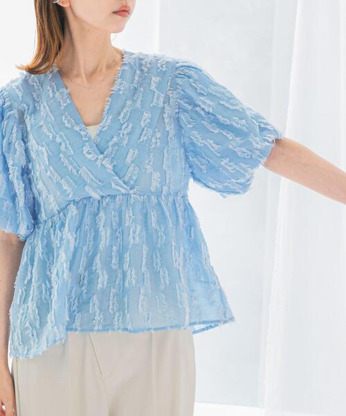 URBAN RESEARCH ROSSO WOMEN（アーバンリサーチ　ロッソ）の「ジャガードバルーンスリーブブラウス（シャツ/ブラウス・レディース・ホワイト/ブルー系その他・FREE）」の22枚目の写真