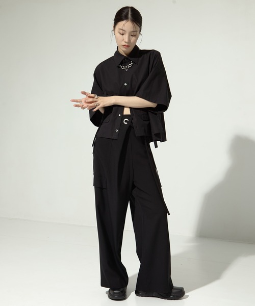 UJOH（ウジョー）の「【UJOH/ウジョー】《STUDIOUS別注》Eylet Wide PNT/アイレットワイドパンツ（スラックス・レディース・グレー/ブラック・1/2）」の19枚目の写真