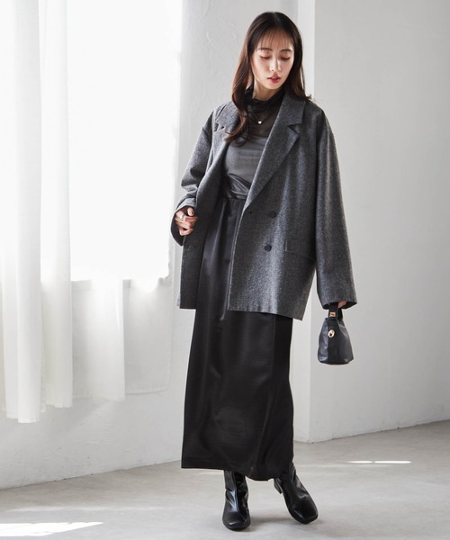 RANAN（ラナン）の「ダブルテーラードライトツイードジャケット（テーラードジャケット・レディース・ブラック/ベージュ・M/L）」の3枚目の写真