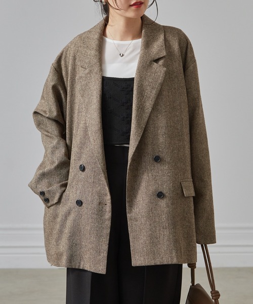 セール】【セットアップ対応】ダブルテーラードツイードジャケット