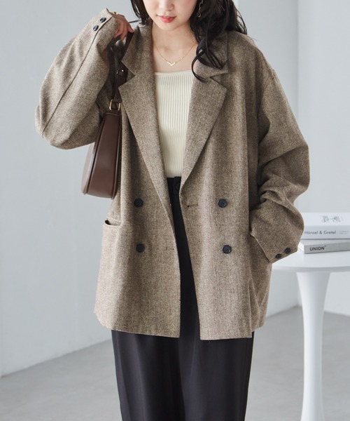 RANAN（ラナン）の「ダブルテーラードライトツイードジャケット（テーラードジャケット・レディース・ブラック/ベージュ・M/L）」の9枚目の写真