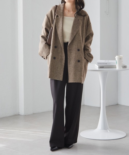 【cccmalie】ツイードダブルテーラードジャケット　38 cccmalie シーマリー ツイードダブルテーラードジャケット